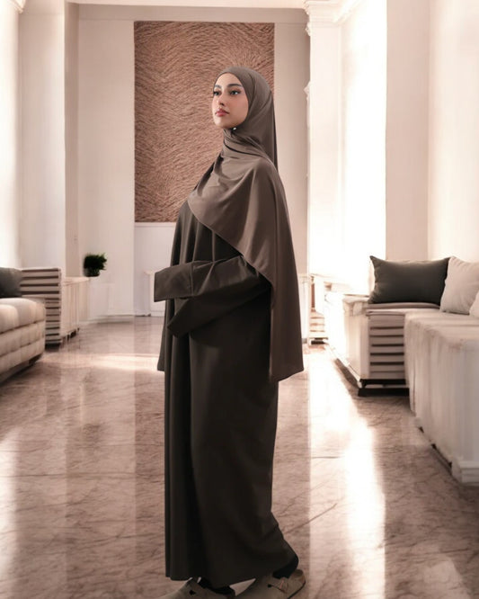 Simple A-Line Abaya with Flared Sleeves in Premium CEY Crush Fabric