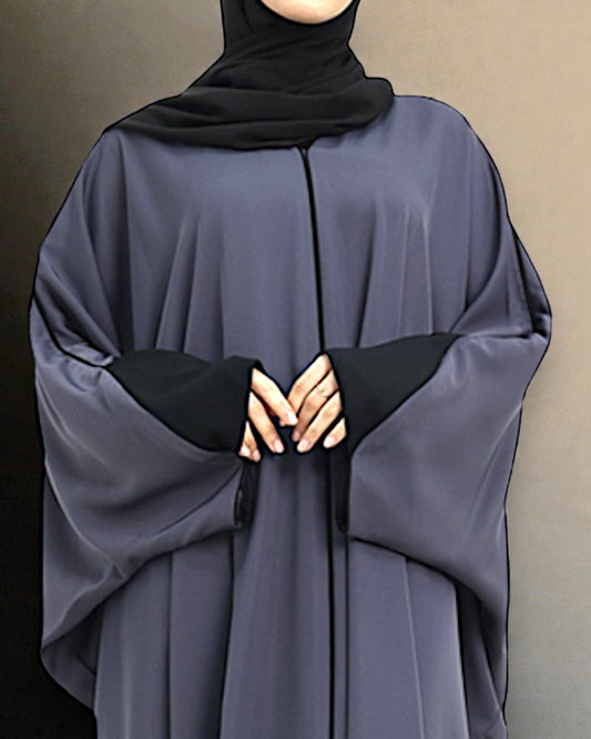 Free Size Kaftan Abaya in Premium Tiktok Fabric - Closed Abaya - Piping Design - Contrast Piping - Designer Sleeves - Complementary Hijab
