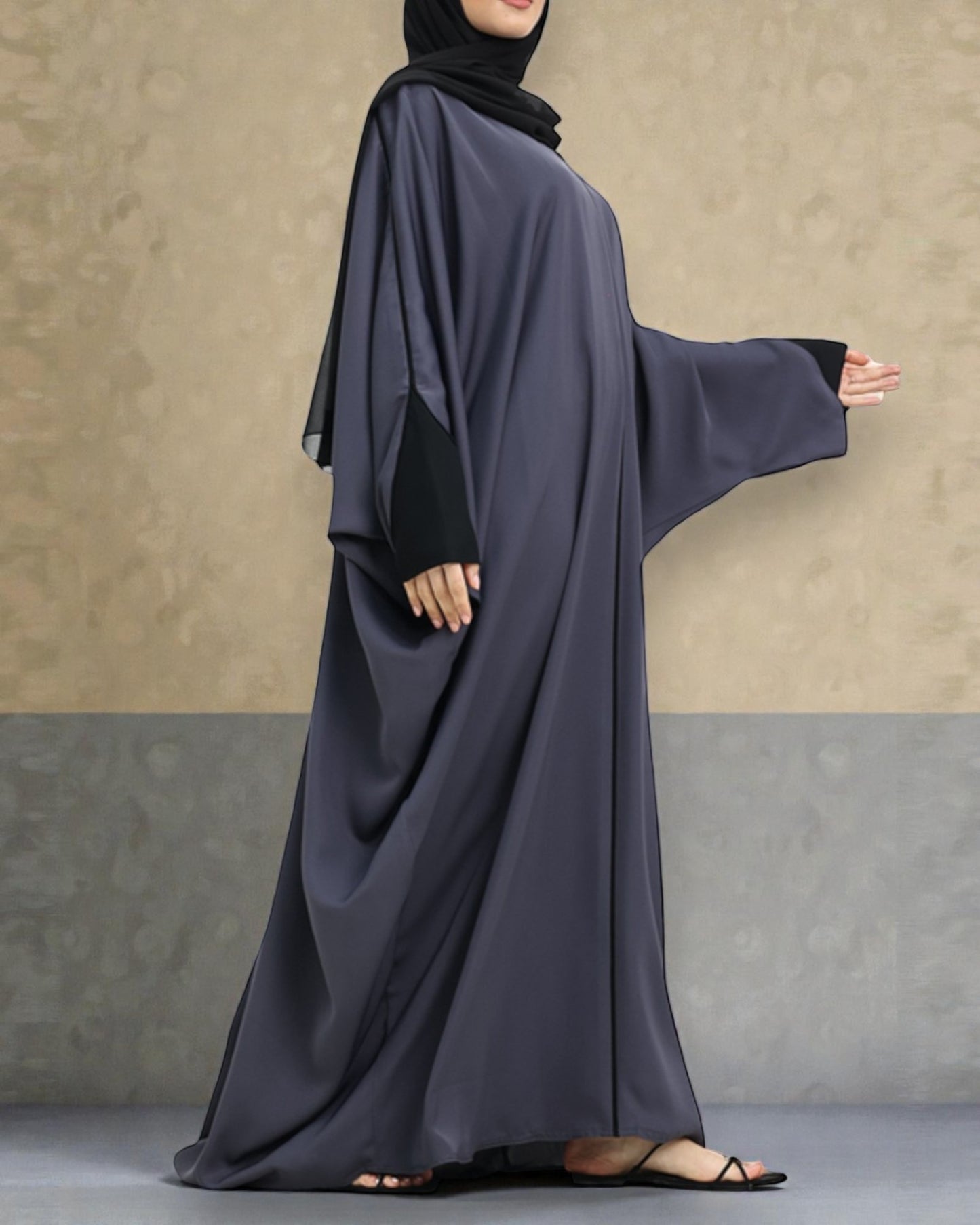 Free Size Kaftan Abaya in Premium Tiktok Fabric - Closed Abaya - Piping Design - Contrast Piping - Designer Sleeves - Complementary Hijab