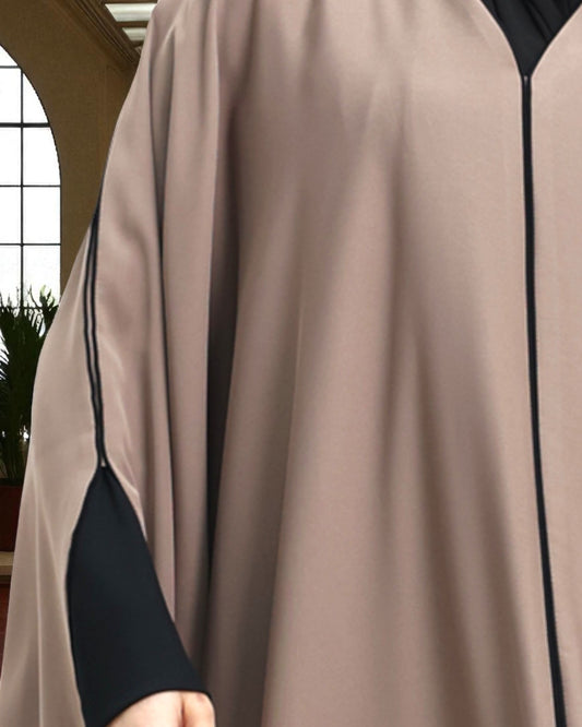 Free Size Kaftan Abaya in Premium Tiktok Fabric - Closed Abaya - Piping Design - Contrast Piping - Designer Sleeves - Complementary Hijab