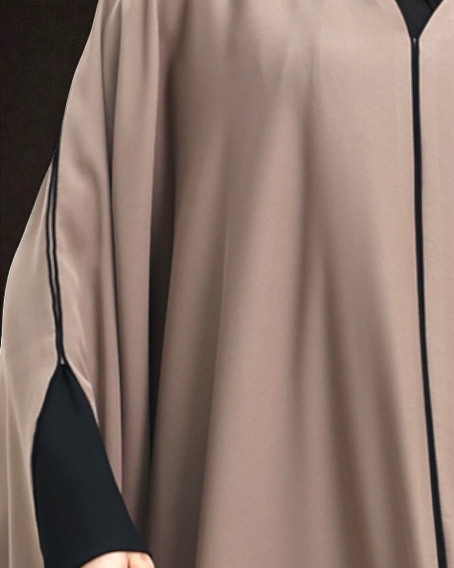 Free Size Kaftan Abaya in Premium Tiktok Fabric - Closed Abaya - Piping Design - Contrast Piping - Designer Sleeves - Complementary Hijab