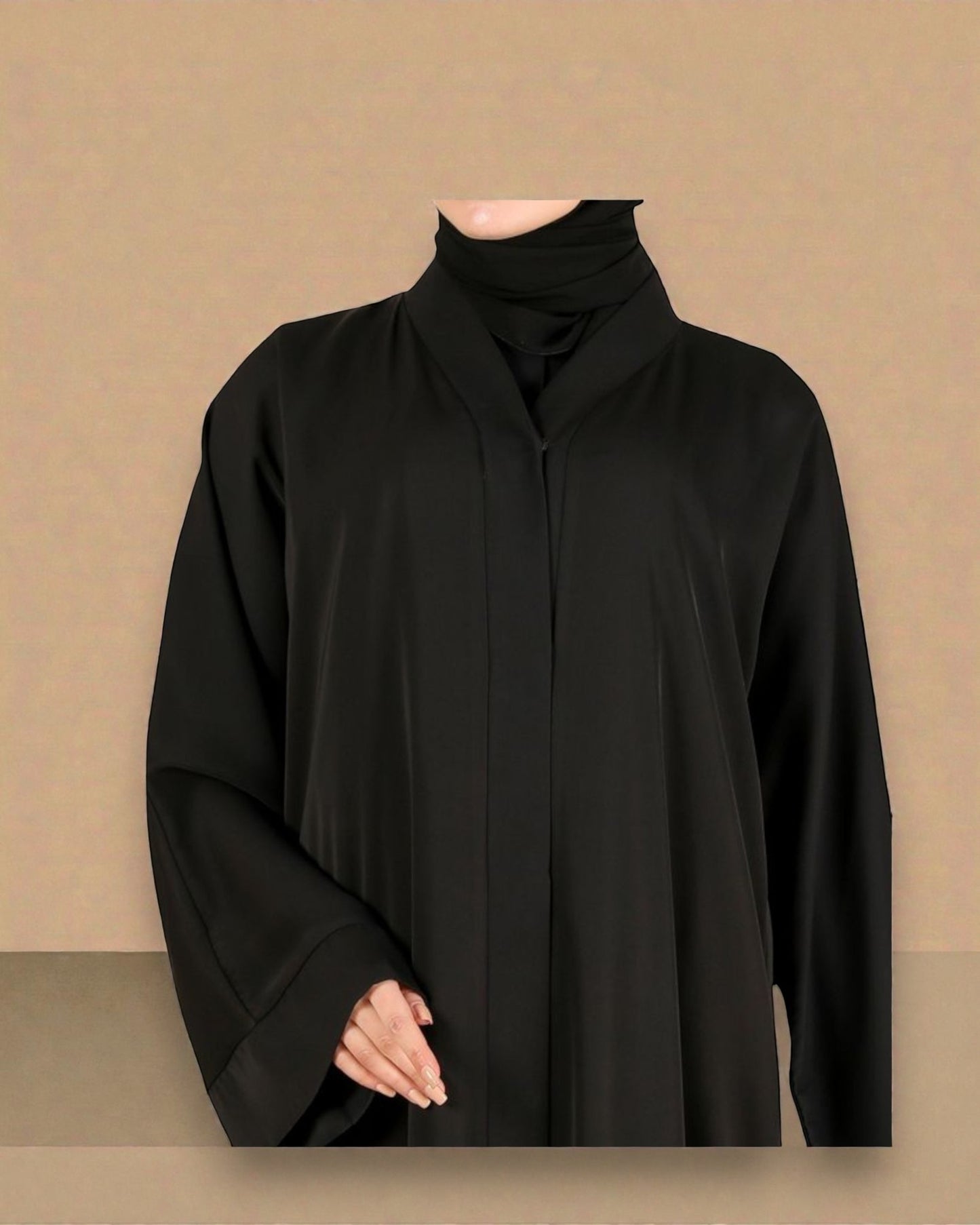 Front Open Nida Satin Abaya Set