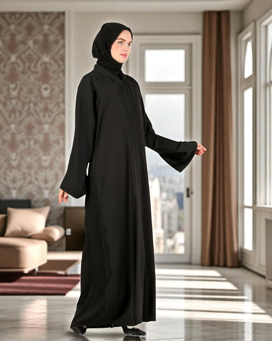 Front Open Nida Satin Abaya Set