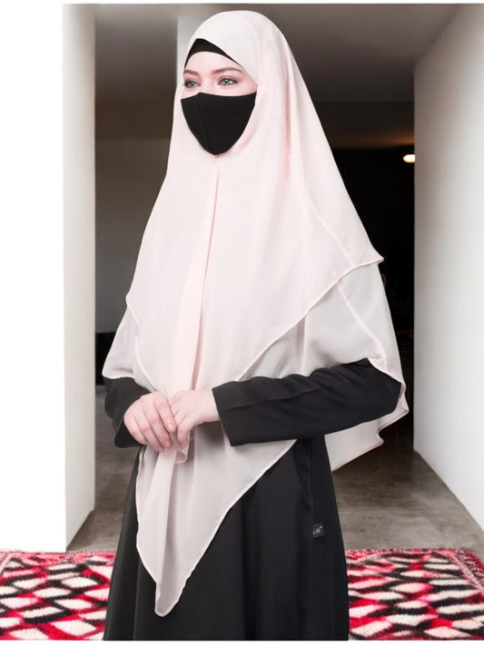 Multi Layered- Triangular Instant Hijab-Khimar In Premium Georgette Fabric