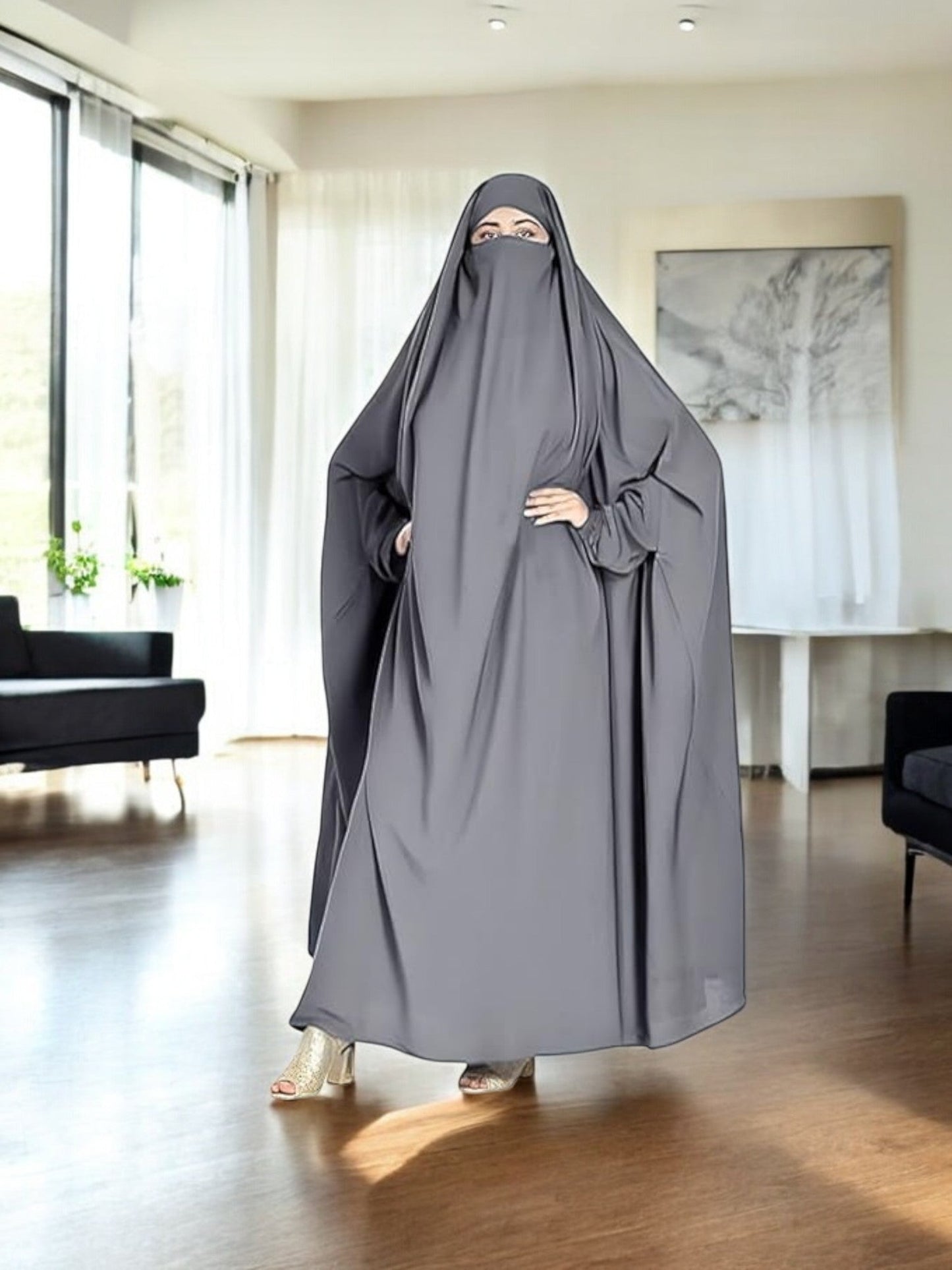 One Piece Jilbab With Adjustable Nose Piece