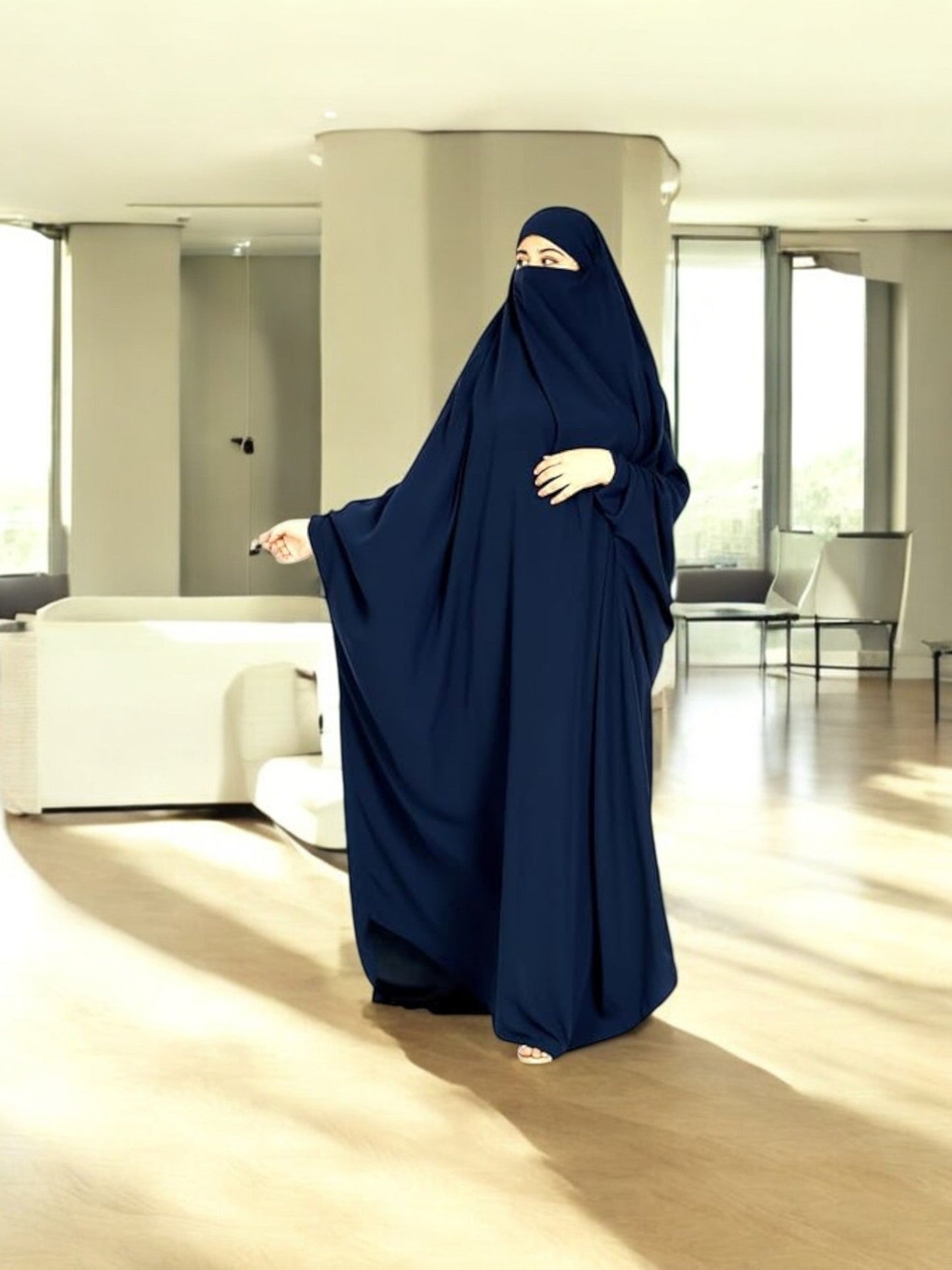One Piece Jilbab With Adjustable Nose Piece