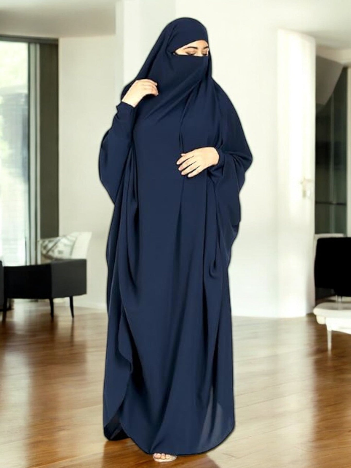 One Piece Jilbab With Adjustable Nose Piece