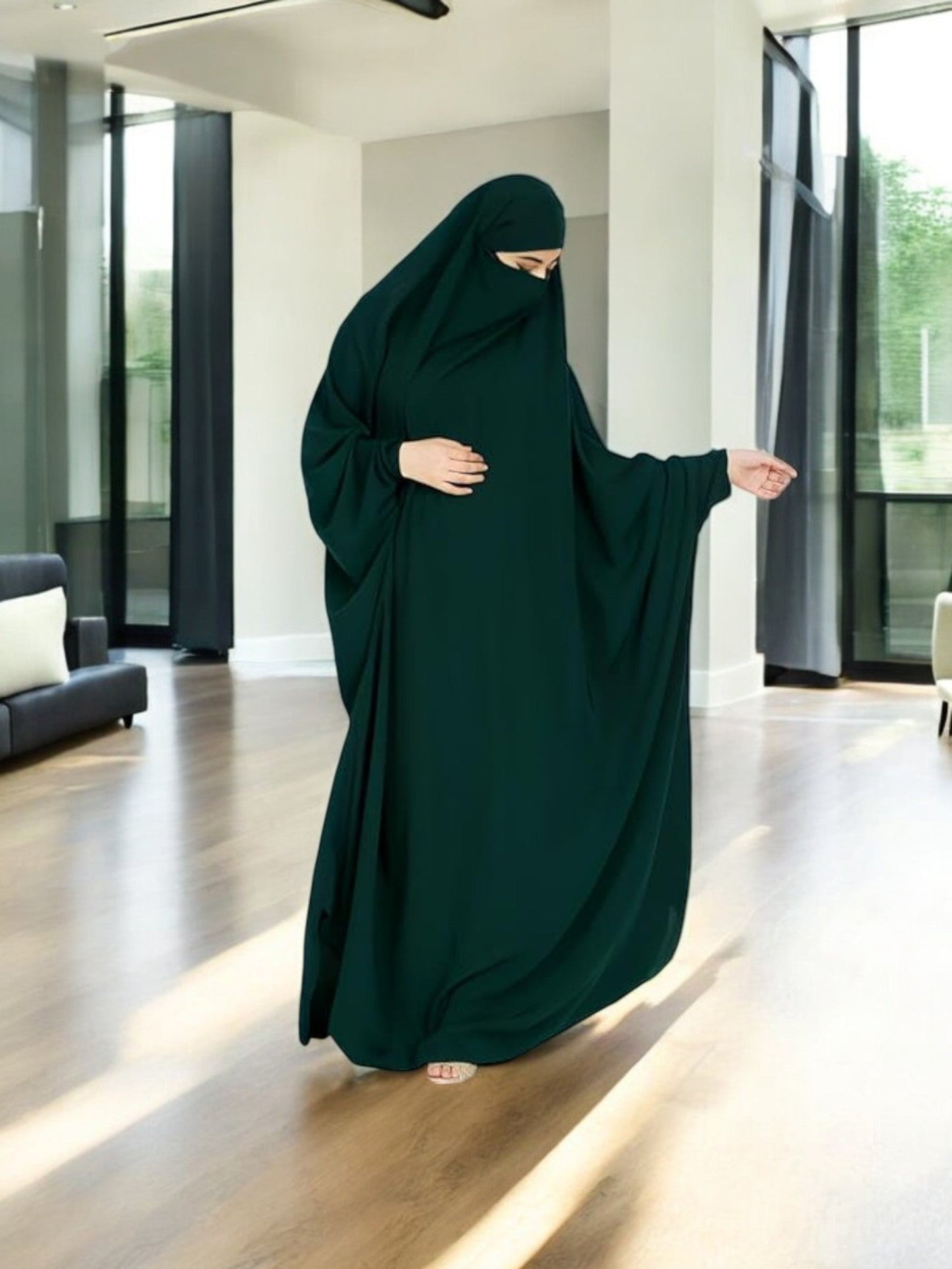 One Piece Jilbab With Adjustable Nose Piece