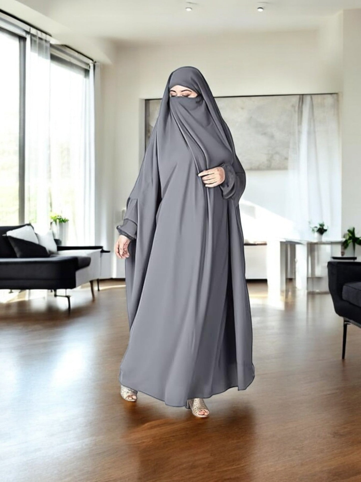 One Piece Jilbab With Adjustable Nose Piece