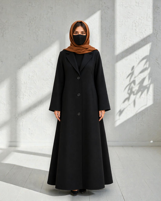 Coat Abaya With Lapel Collar