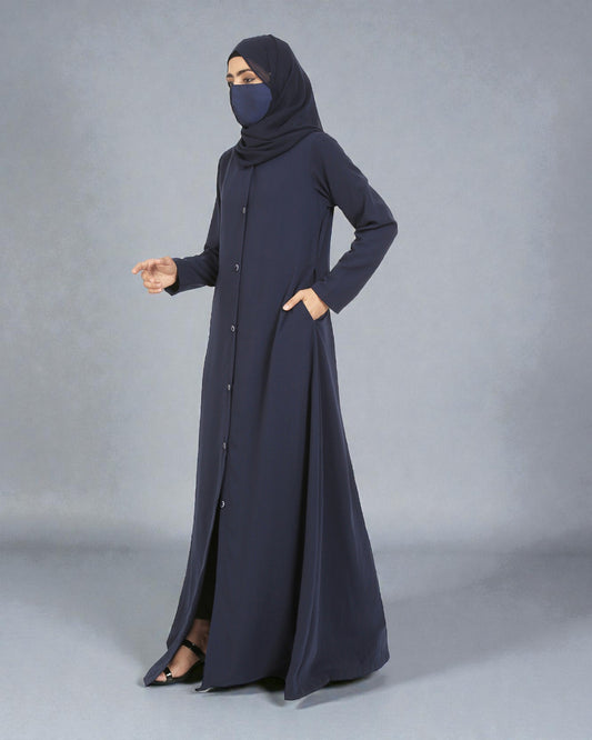 Musheco-Front Open Abaya With Buttons