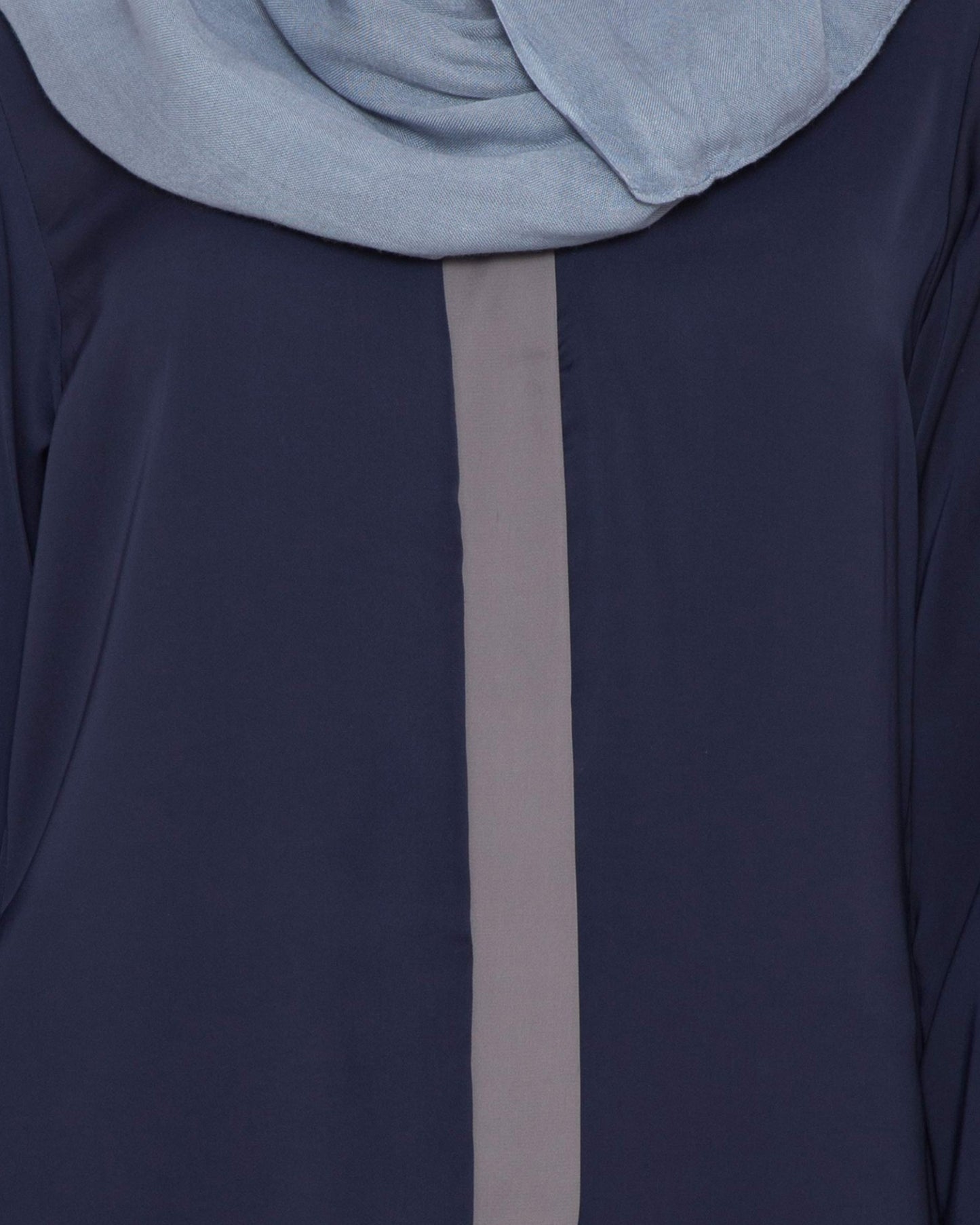 Front Open Abaya With Contrast Panels In Nida Satin Fabric