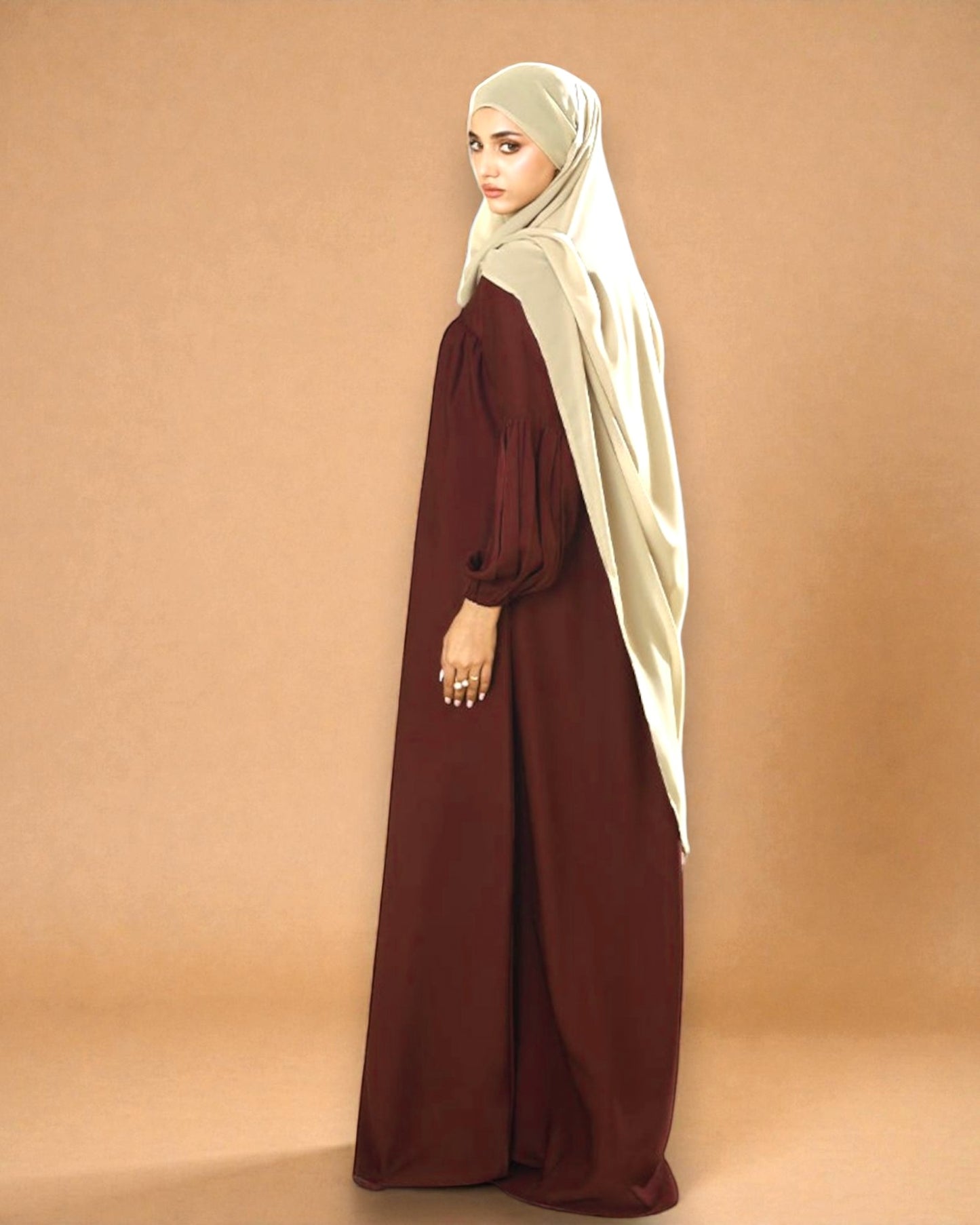 Front Open Firdaus Fabric Abaya with Designer Sleeves