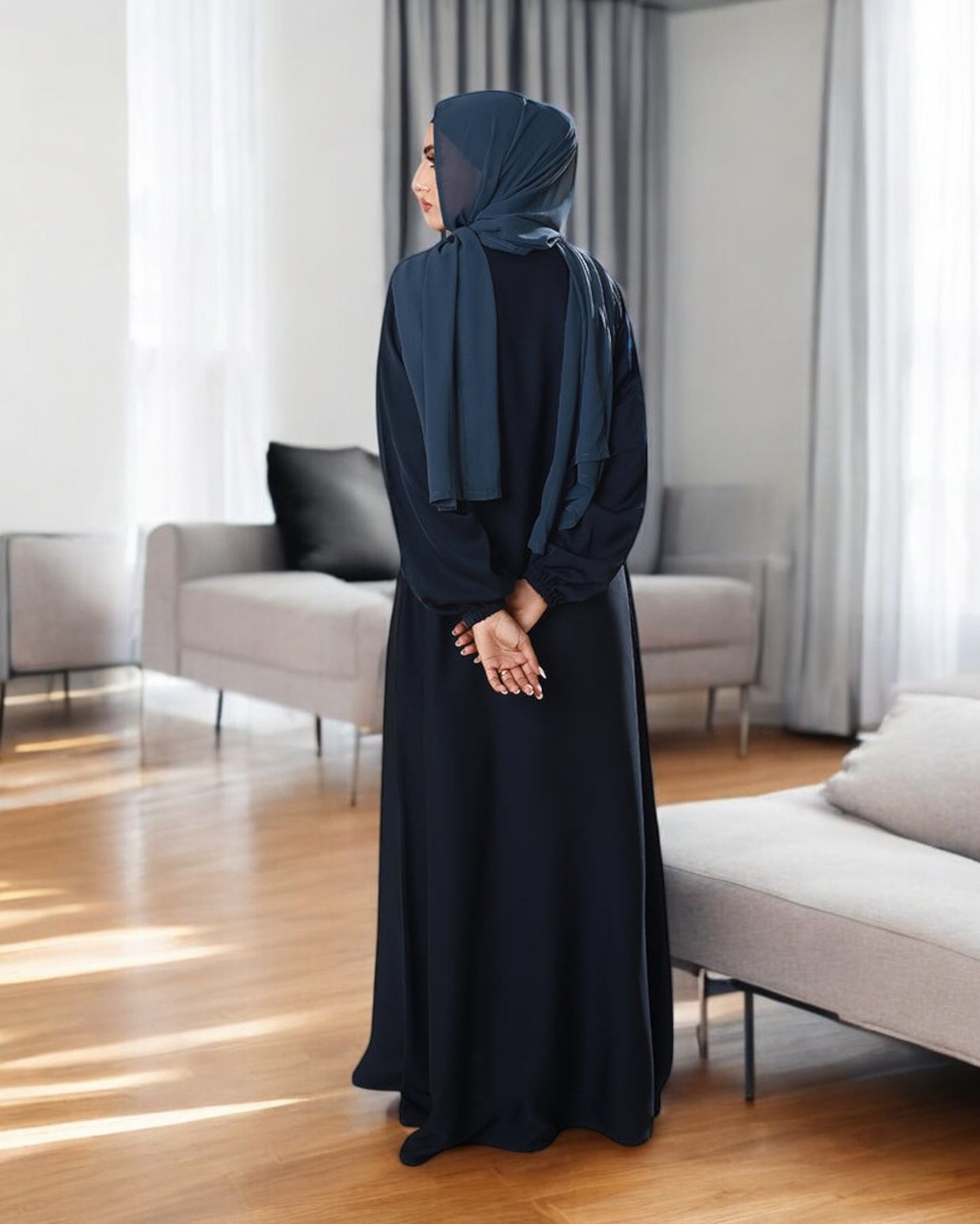 A-Line Firdaus Fabric Abaya with Zipper Opening