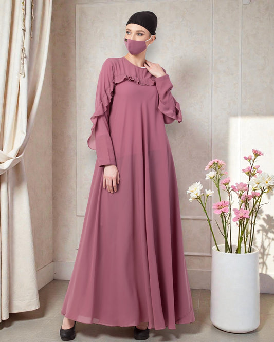 Musheco-Modest Dress With Ruffles In Firdaus Fabric