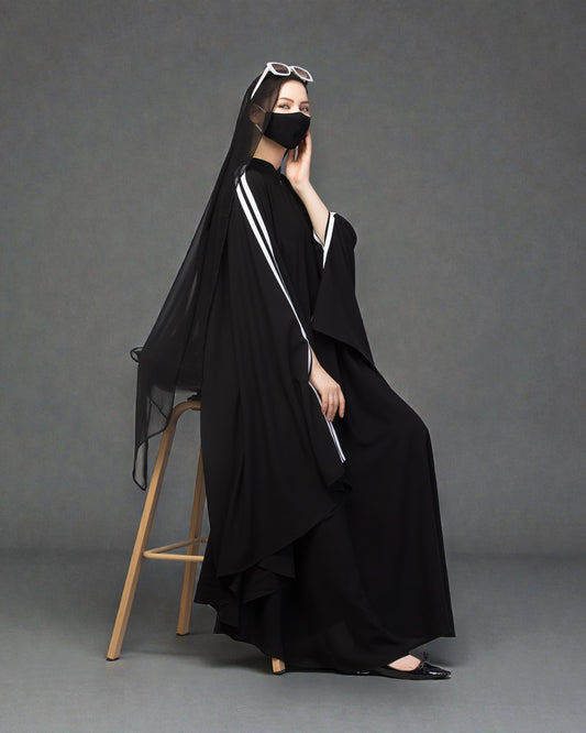 Plain Color Irani Kaftan With Double Stripes