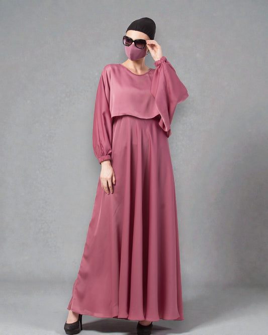 Musheco-Attached Cape Style Abaya In Nida Satin Fabric