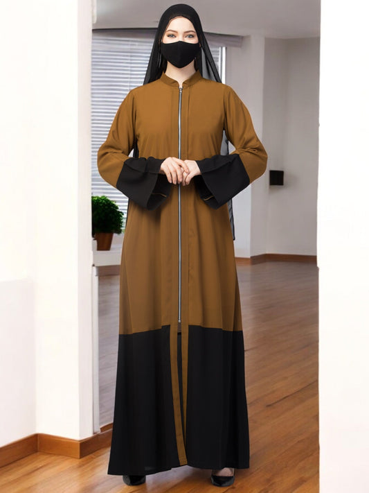 Front Open Abaya With Metal Zipper.