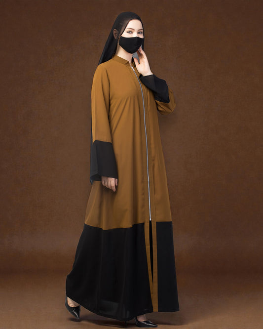 Front Open Abaya With Metal Zipper.