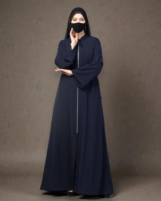 Front Open Abaya With Metal Zipper.