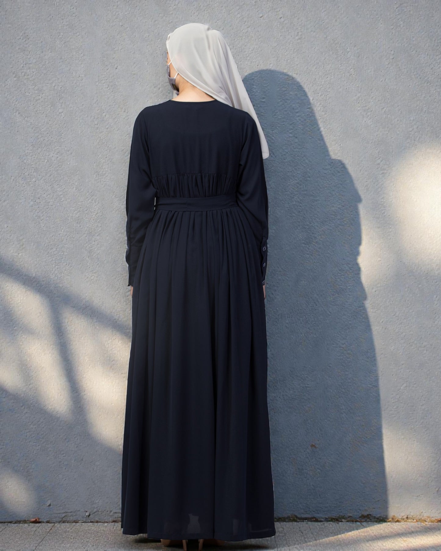 Maxi Dress with Buttons on Yoke and Sleeves-Falls loose From Chest.