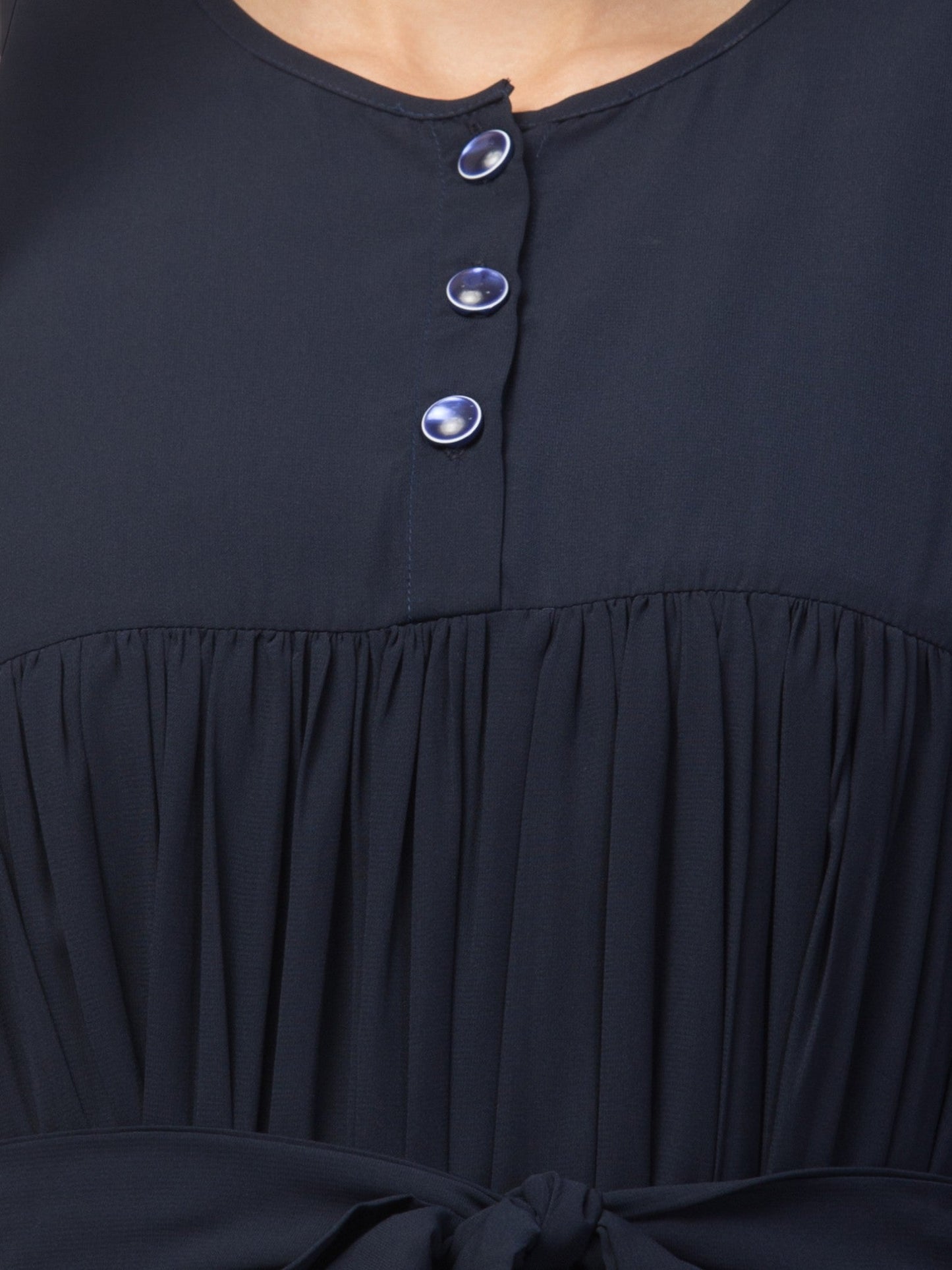 Abaya Dress with Buttons on Yoke and Sleeves-Falls loose From Chest.