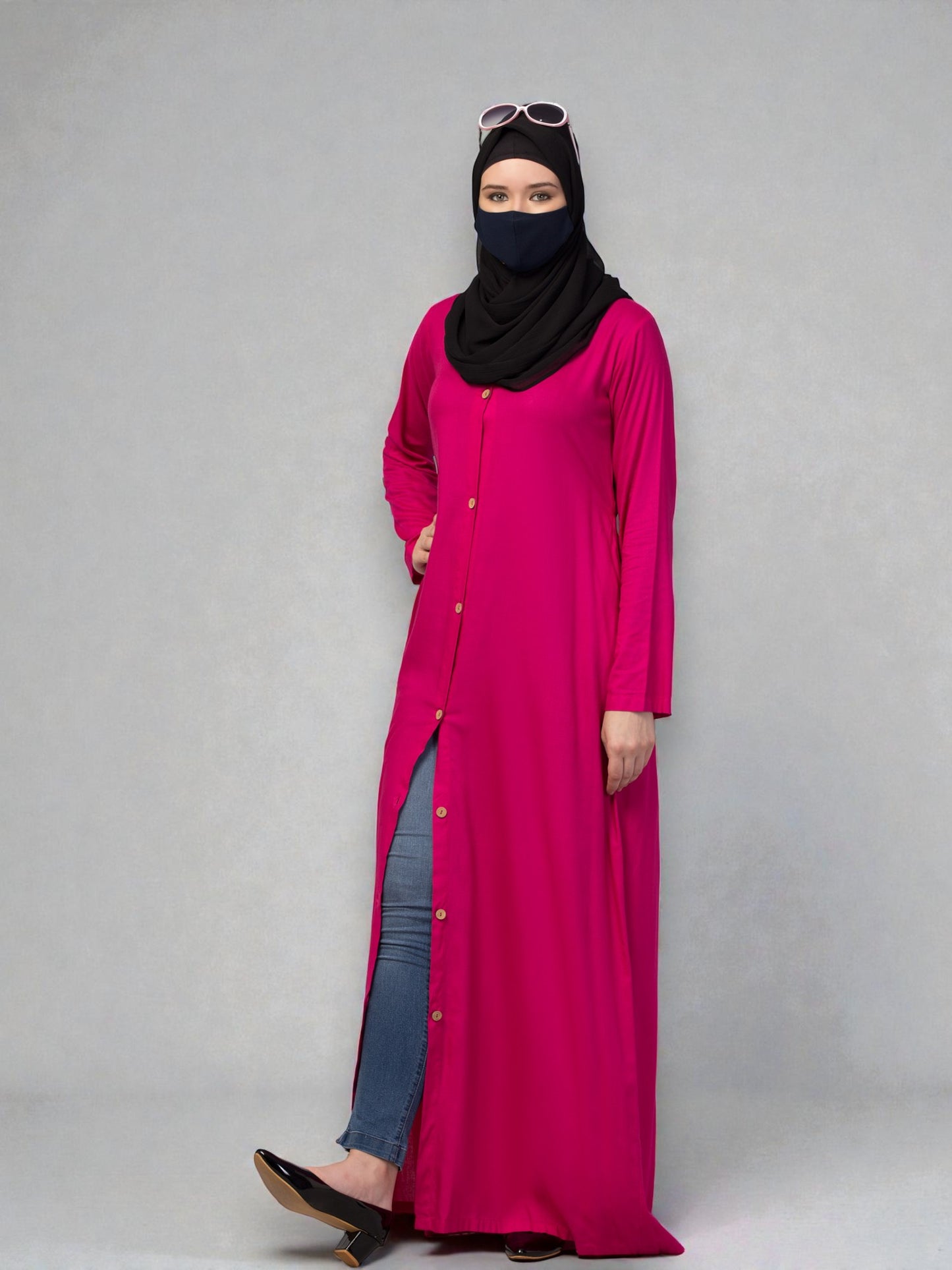 Elegant Front Open Summer Abaya Dress in Rayon Fabric