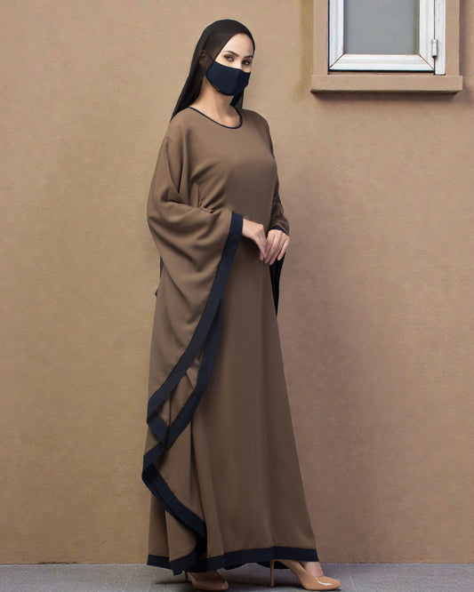 Basic Kaftan Abaya With Contrast Border