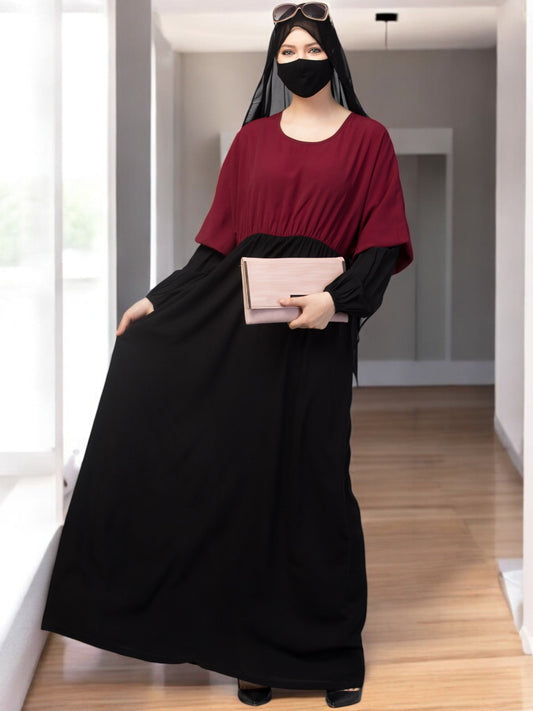 Dual Color Abaya With Designer Sleeves.