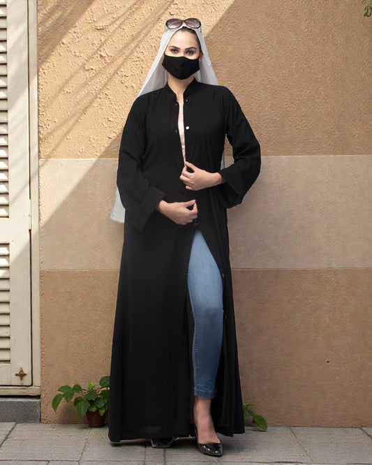 Front Open Abaya In Firdaus fabric With Pockets