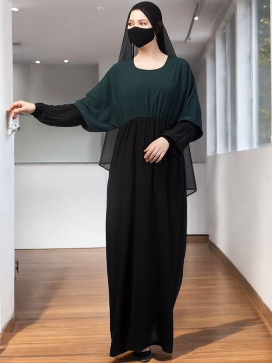 Dual Color Abaya With Designer Sleeves.