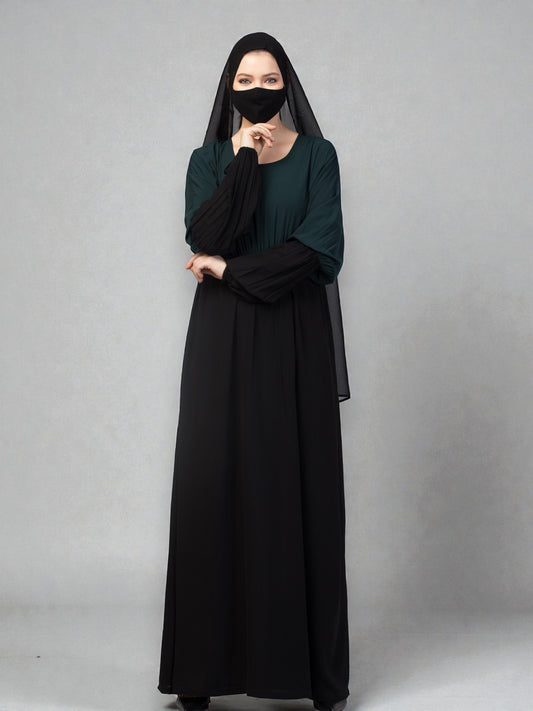 Dual Color Abaya With Designer Sleeves.
