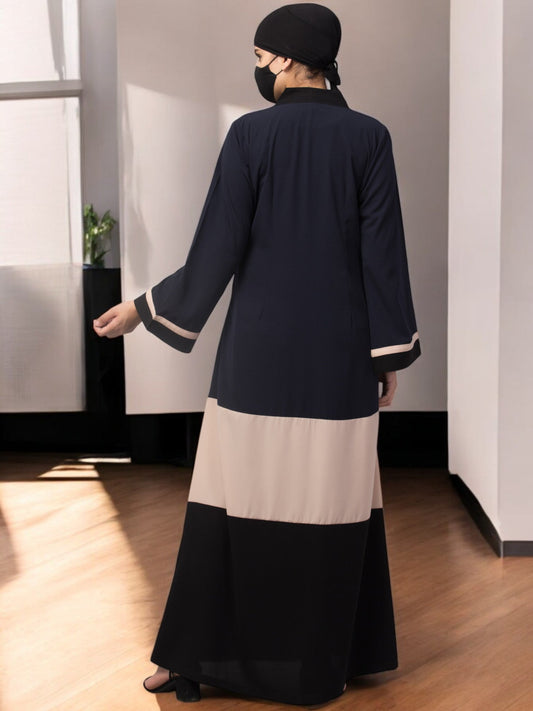 Color-Blocked Open Abaya.