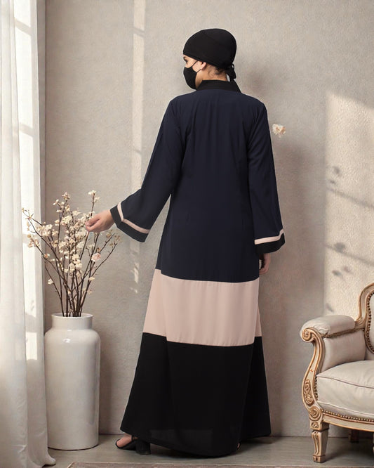 Color-Blaocked Open Abaya.