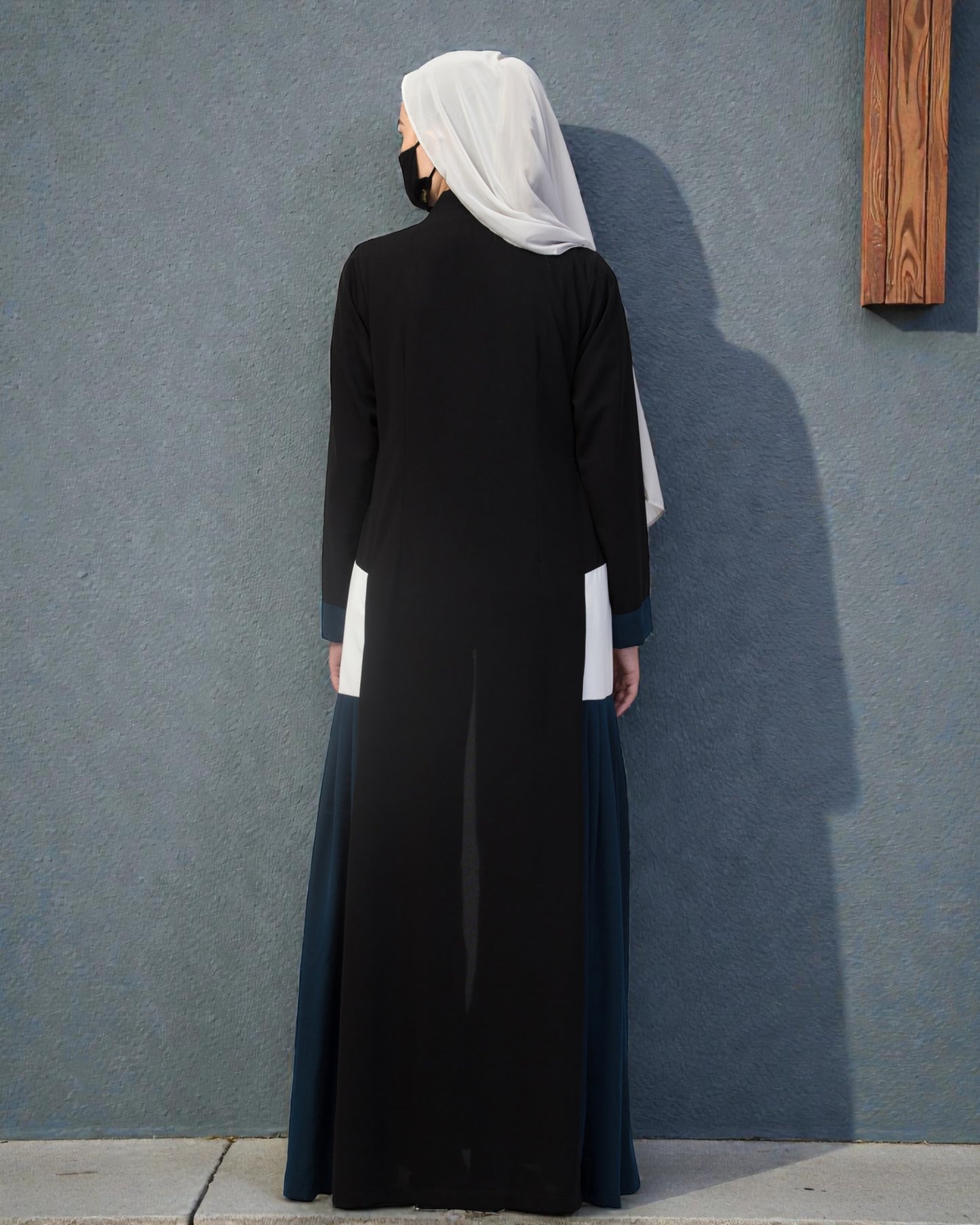 Multicolor Abaya Like Dress with Pleated Side Panels