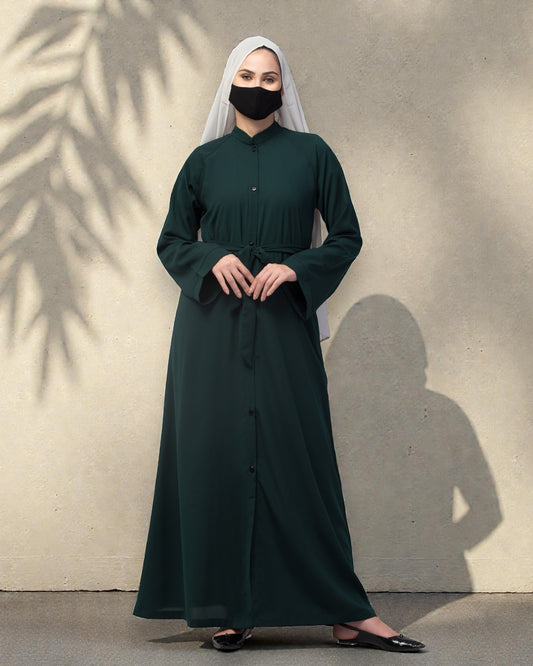 Front Open Abaya In Firdaus fabric With Pockets & Belt