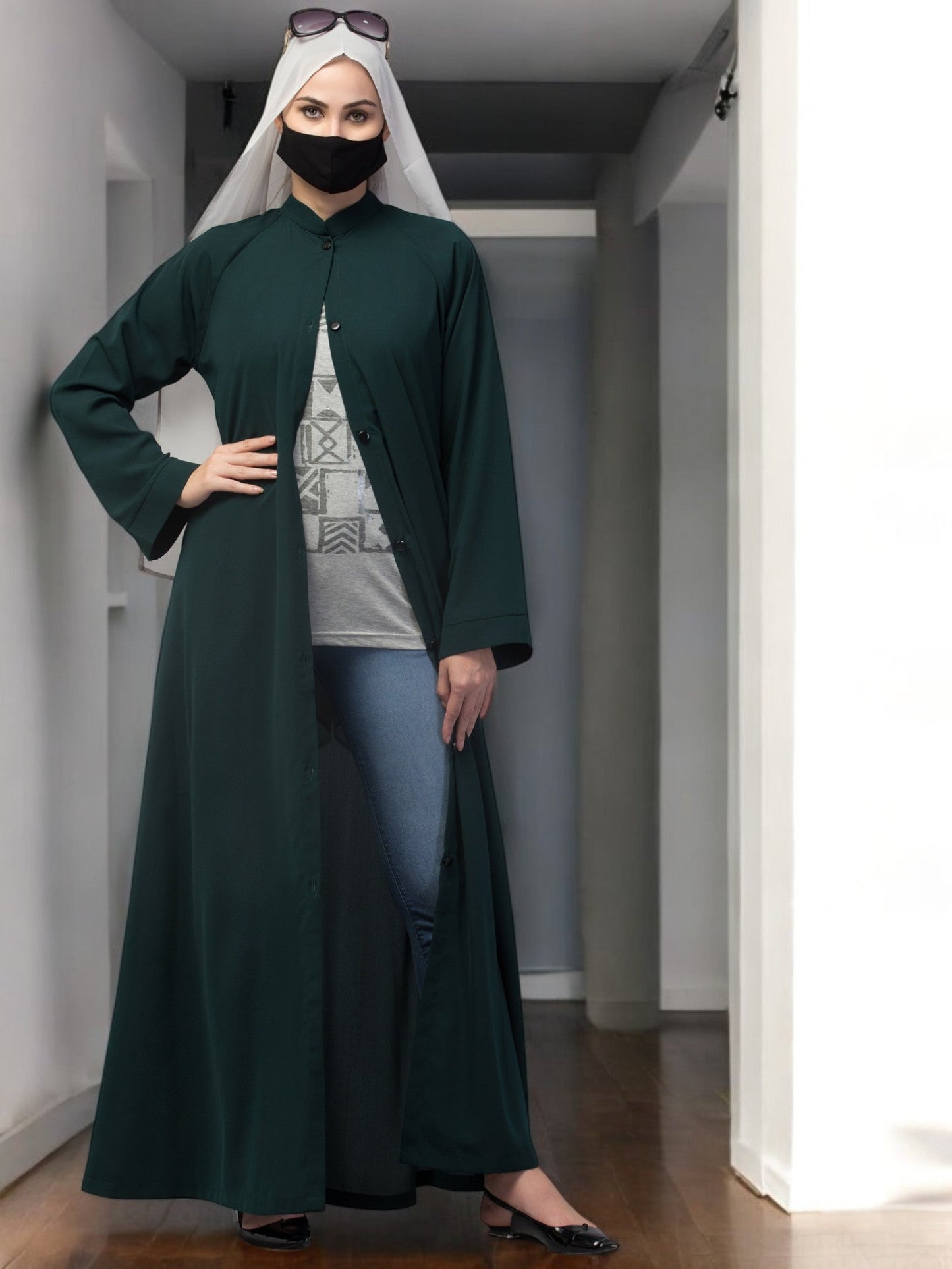 Front Open Abaya With Side Pockets