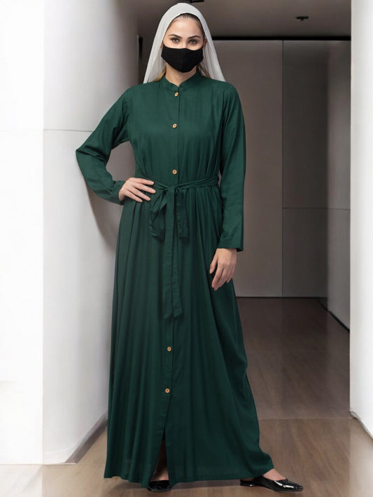 Front Open Abaya In Rayon fabric With Pockets