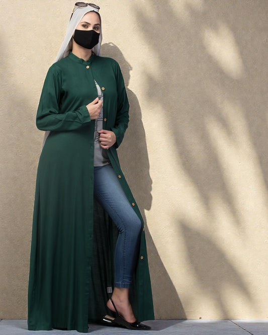 Front Open Abaya In Rayon fabric With Pockets