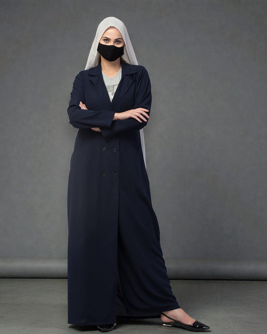 Double Breasted Abaya Style Coat with Front Pockets