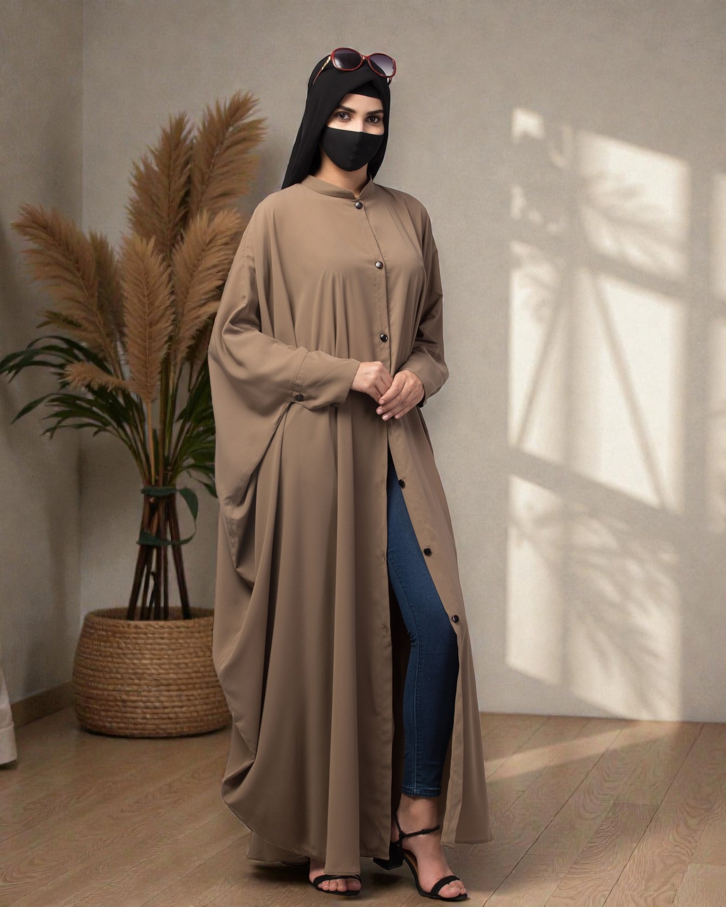 Musheco- Free Size Kaftan In Fairdaus Fabric| Front Open