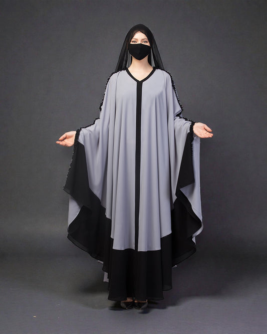 Dual Color Erani Kaftan With Ruffles.