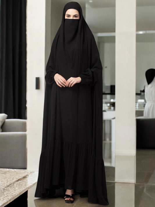 Very Loose Fit-Full Length- Single Piece Jilbab With Adjustable Mouthpiece