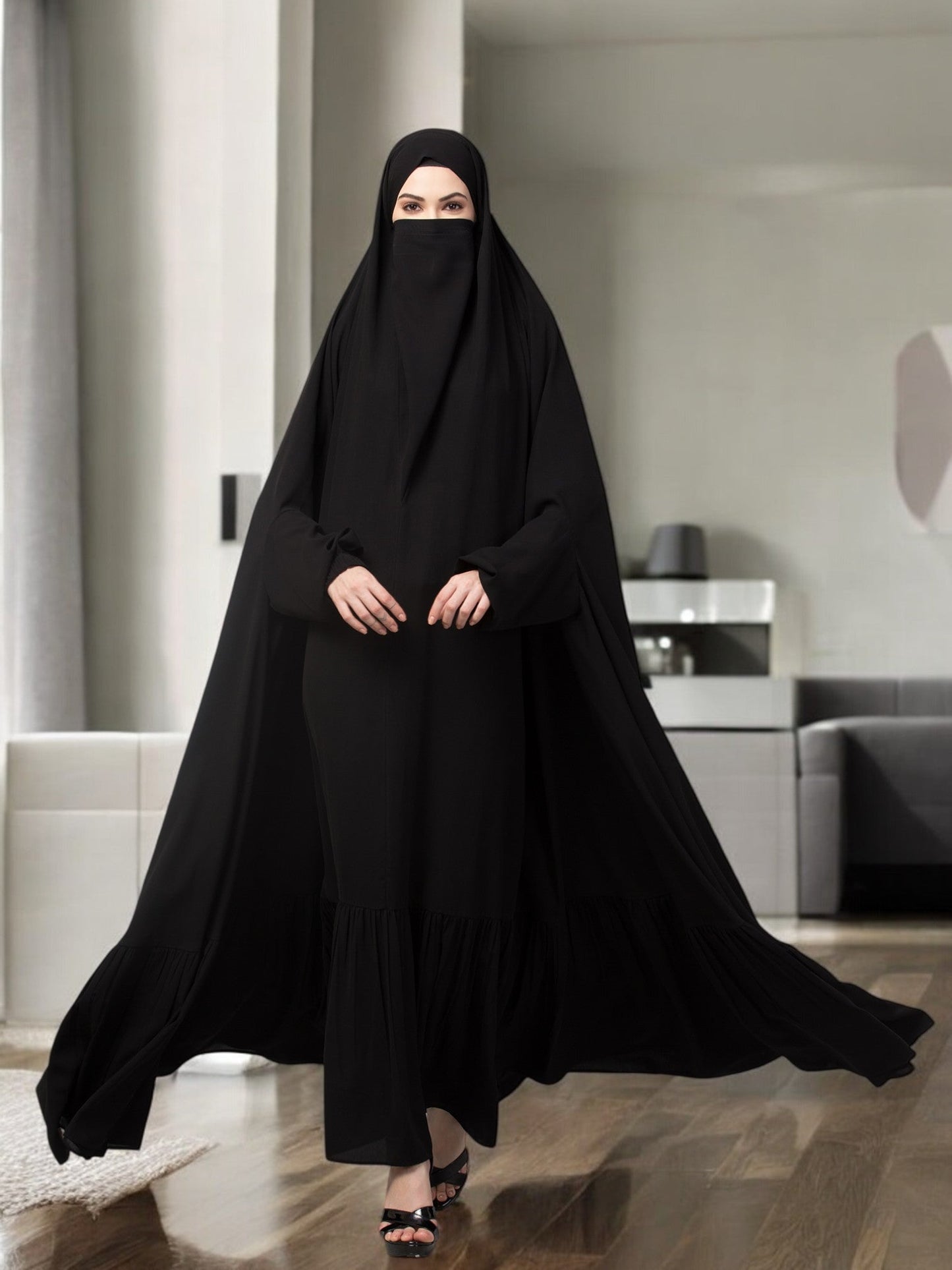 Very Loose Fit-Full Length- Single Piece Jilbab With Adjustable Mouthpiece