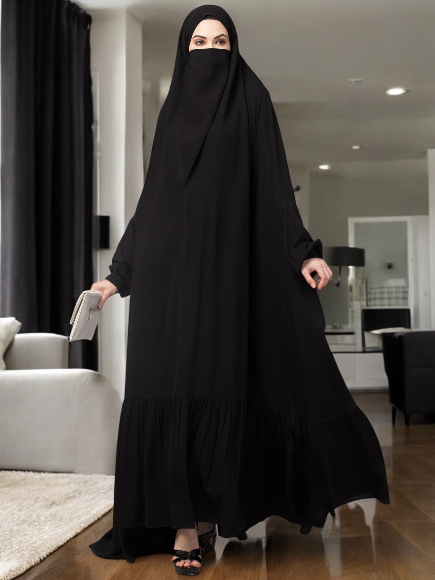 Very Loose Fit-Full Length- Single Piece Jilbab With Adjustable Mouthpiece