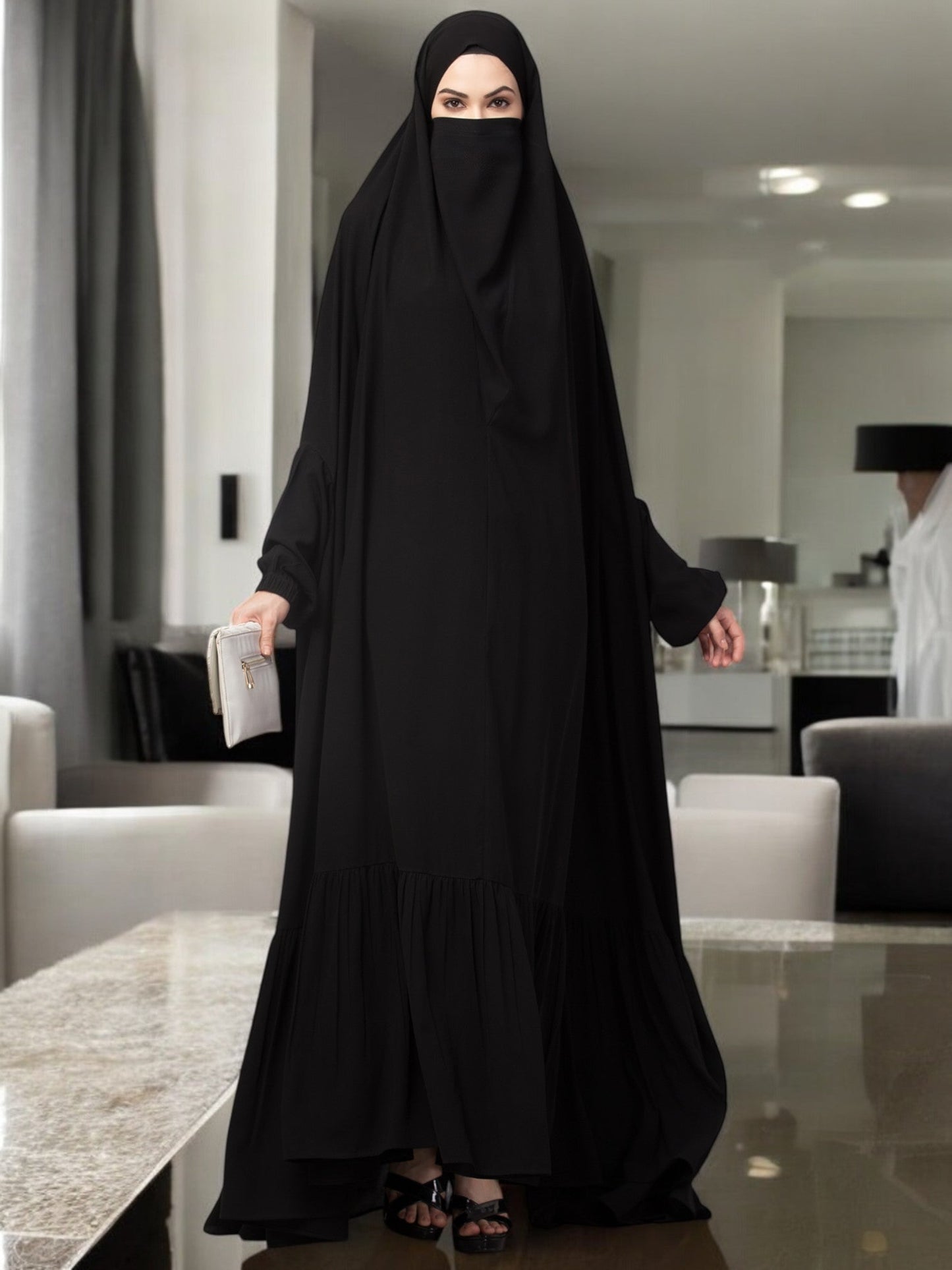 Very Loose Fit-Full Length- Single Piece Jilbab With Adjustable Mouthpiece