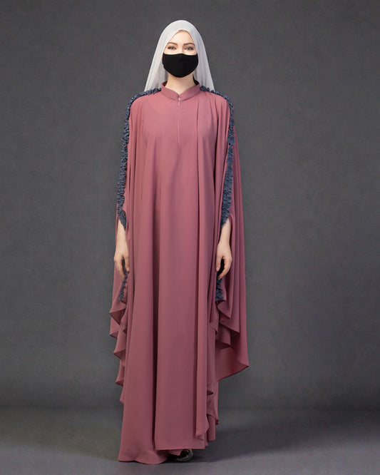 Plain Color Irani Kaftan With Ruffles.