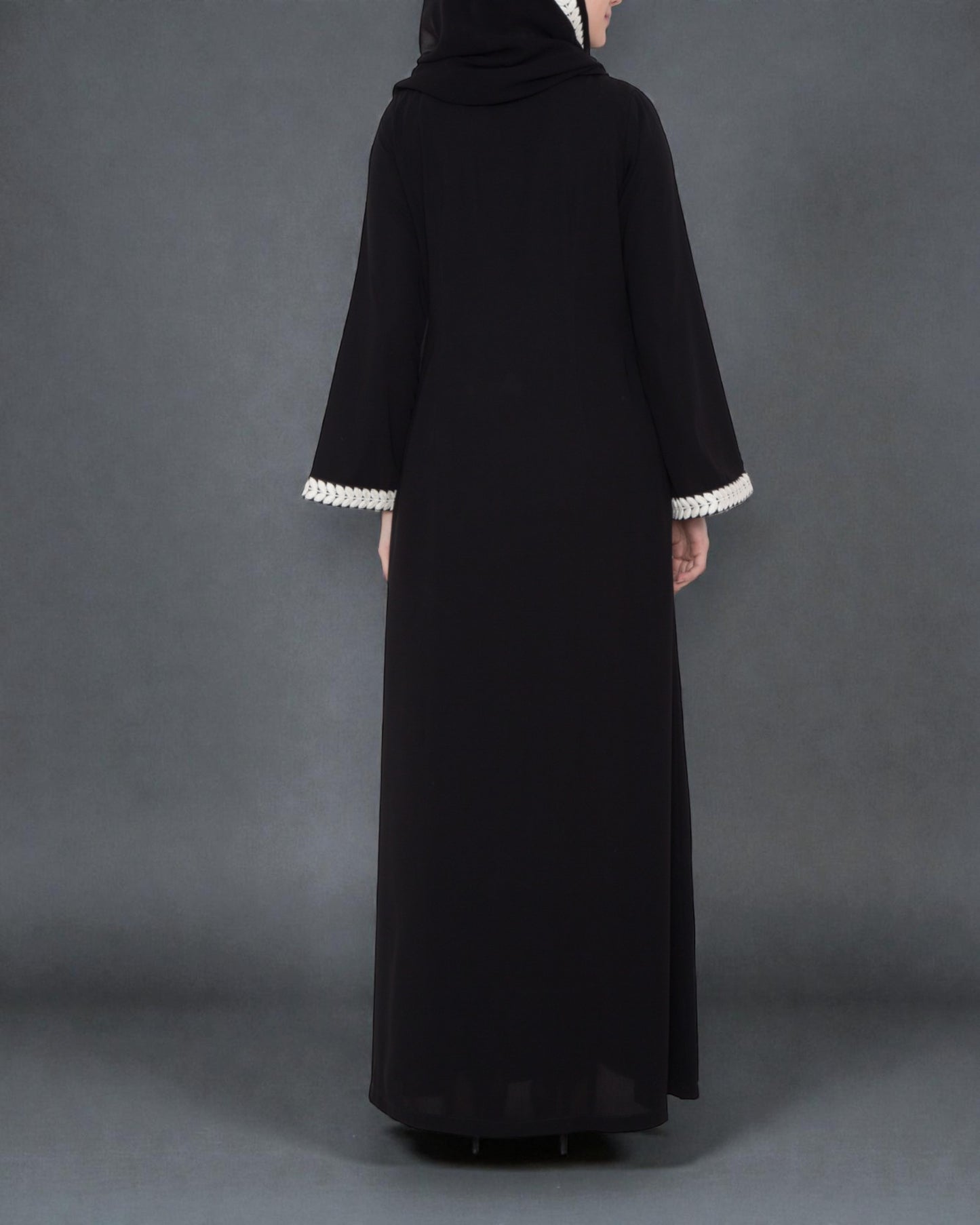 Front Open Abaya Dress With Lace Work