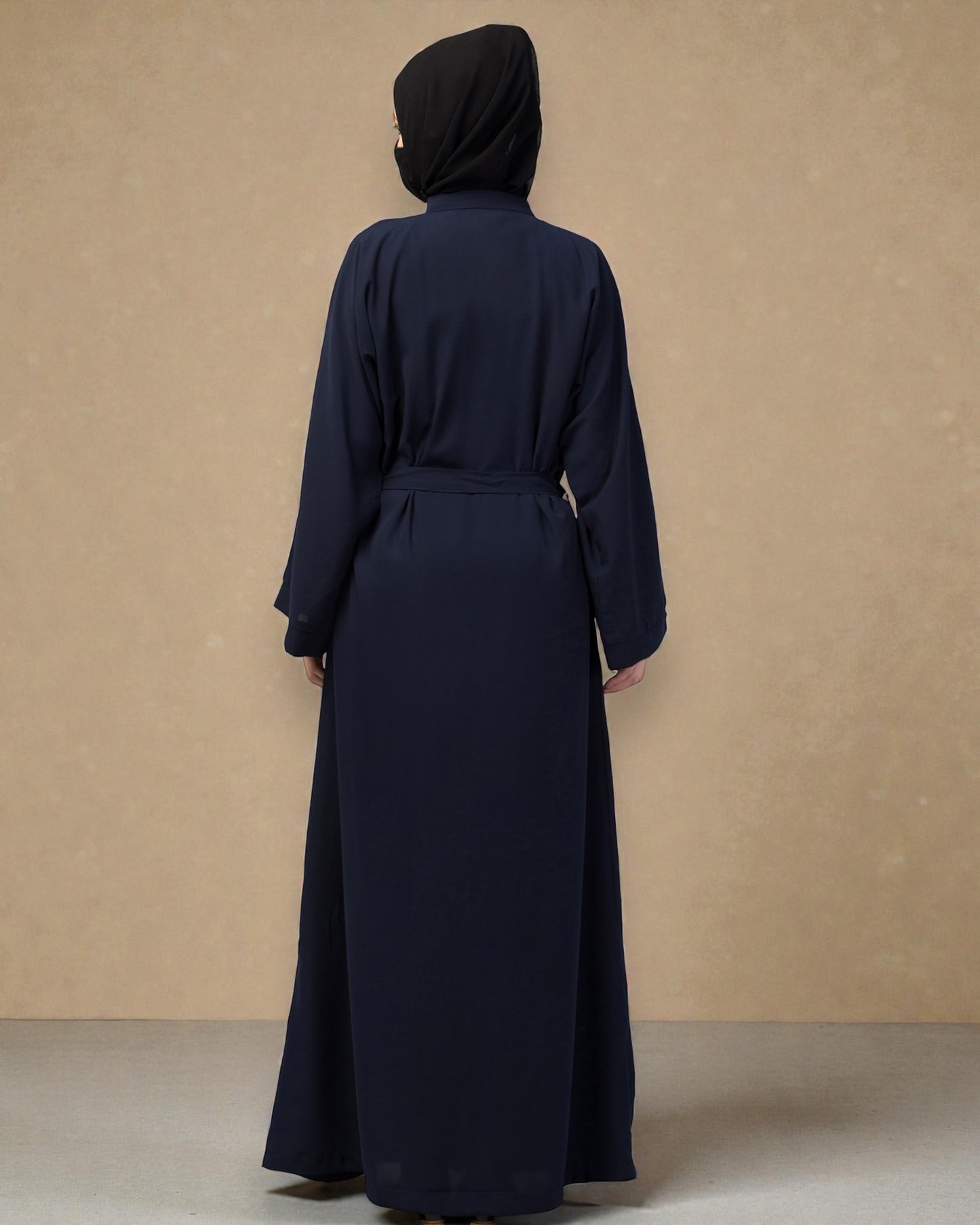 Front Open Abaya With Kimono Sleeves & Belt