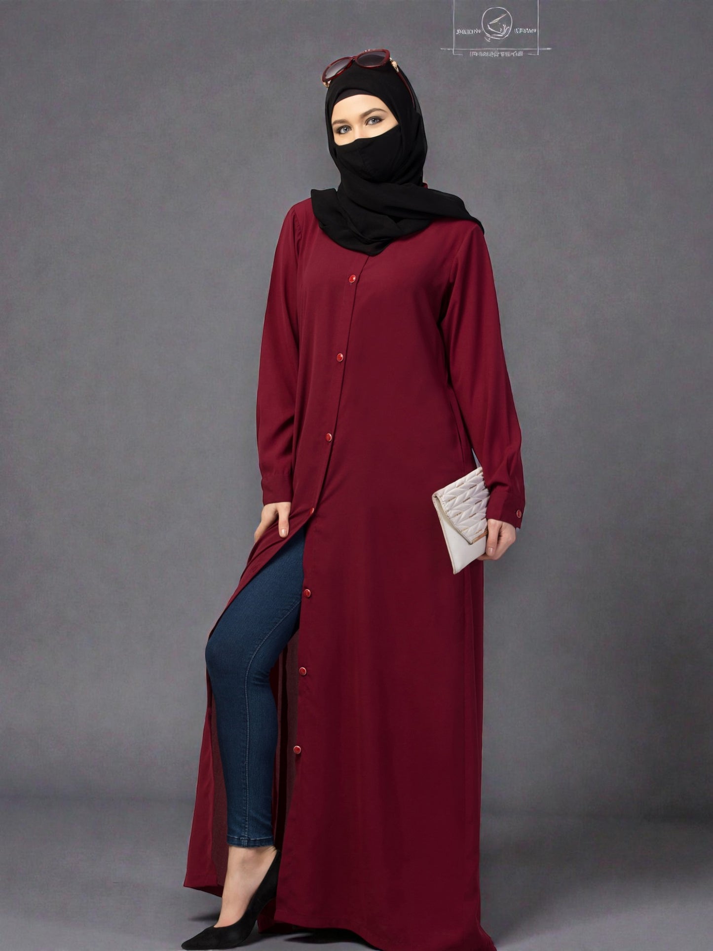 Front Open Abaya With Cuffed Sleeves